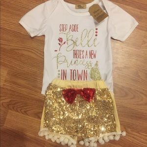 NWT boutique outfit “step aside belle” super cute!